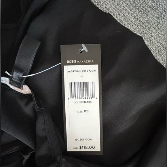 NWT‎ BCBGMAXAZRIA Black Lace-Up Ruffle Halter Top Size XS Sleeveless Blouse - Picture 7 of 11